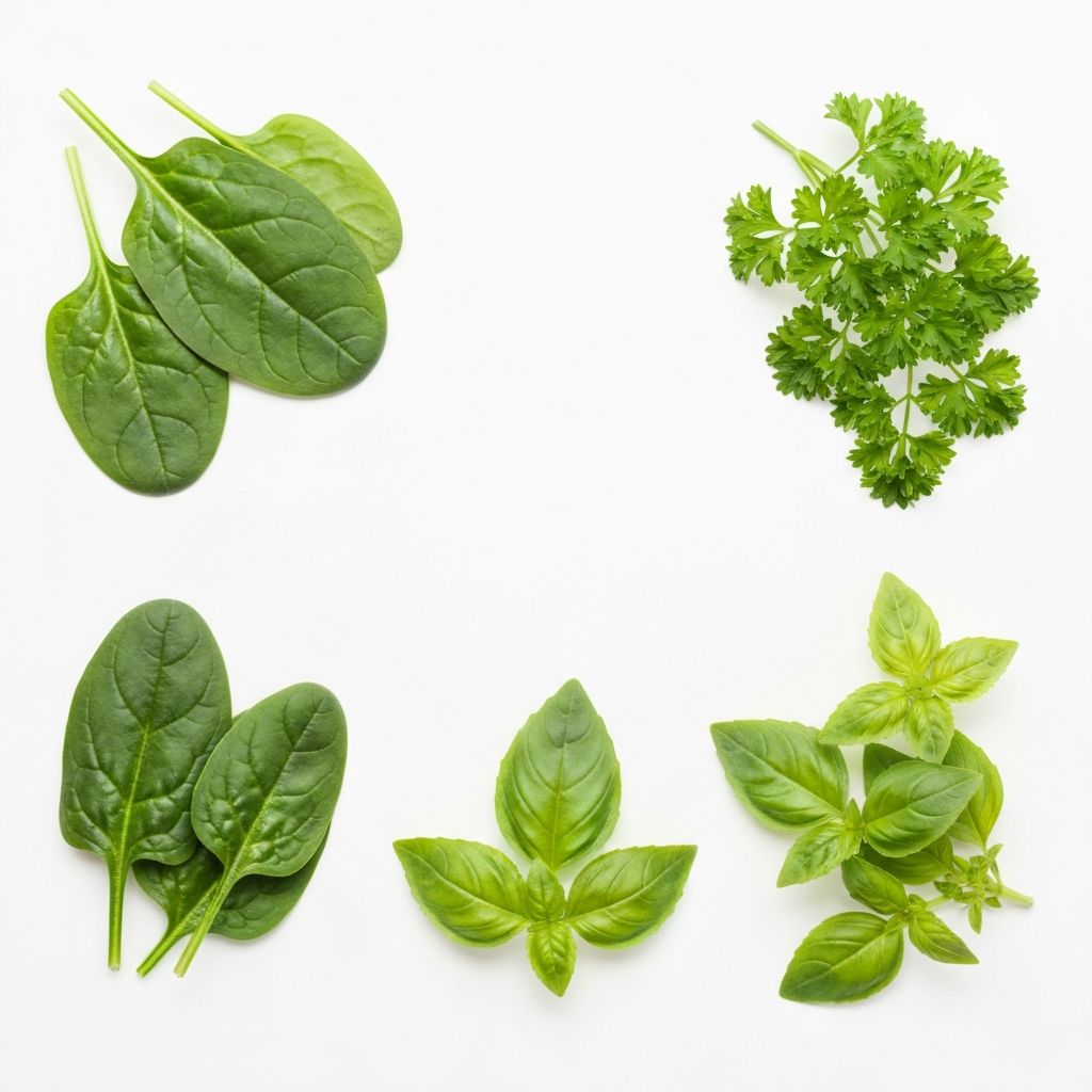 Frische grüne Blätter und Kräuter